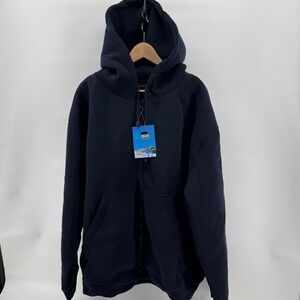 BARU SPORTS Men's Full Zip Hoodie Navy Blue 3XL Heavy Loungewear Sweatshirt